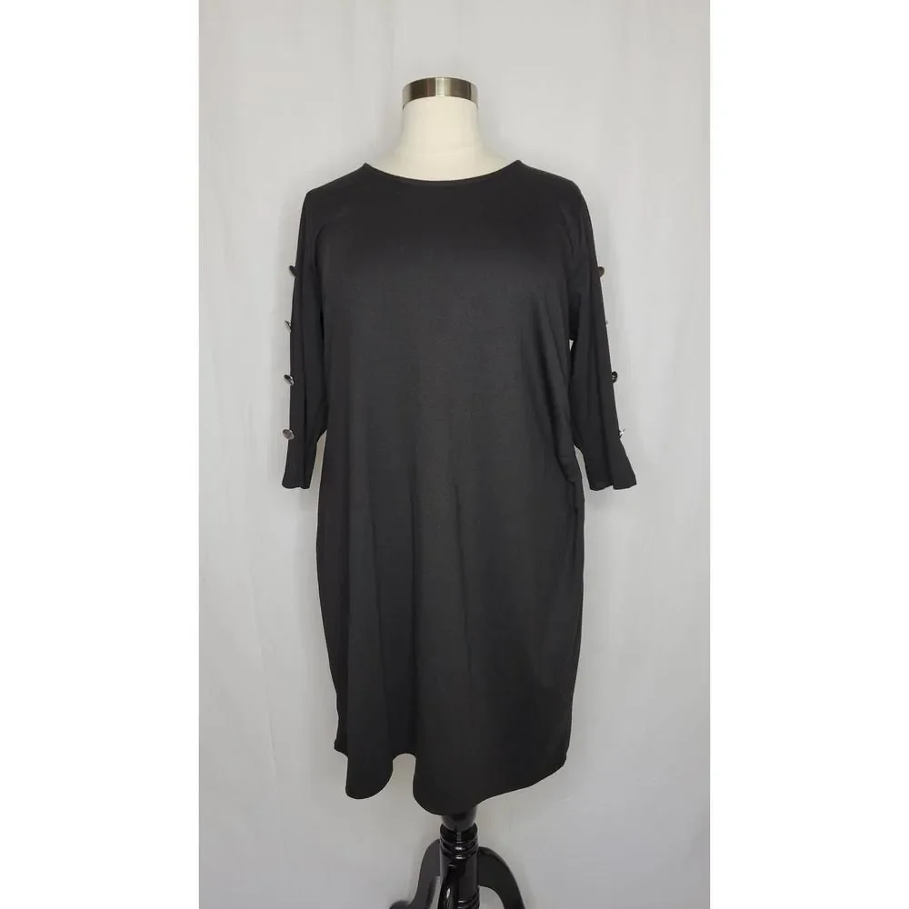 Ny Collection Black Ruched Dress_2